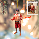 Custom Photo Ornament - Funny Christmas Gift - Christmas, Birthday Gift For Family, Family Members, Mom, Dad, Husband, Wife | Funny Santa