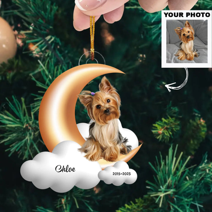 Custom Pet Photo Ornament, Pet Memorial Ornament, Pet Lost Gift | Pet Moon