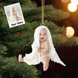 Custom Baby Photo Ornament, Baby First Christmas 2023, Christmas Gift For Family, Family Members | Kids 3