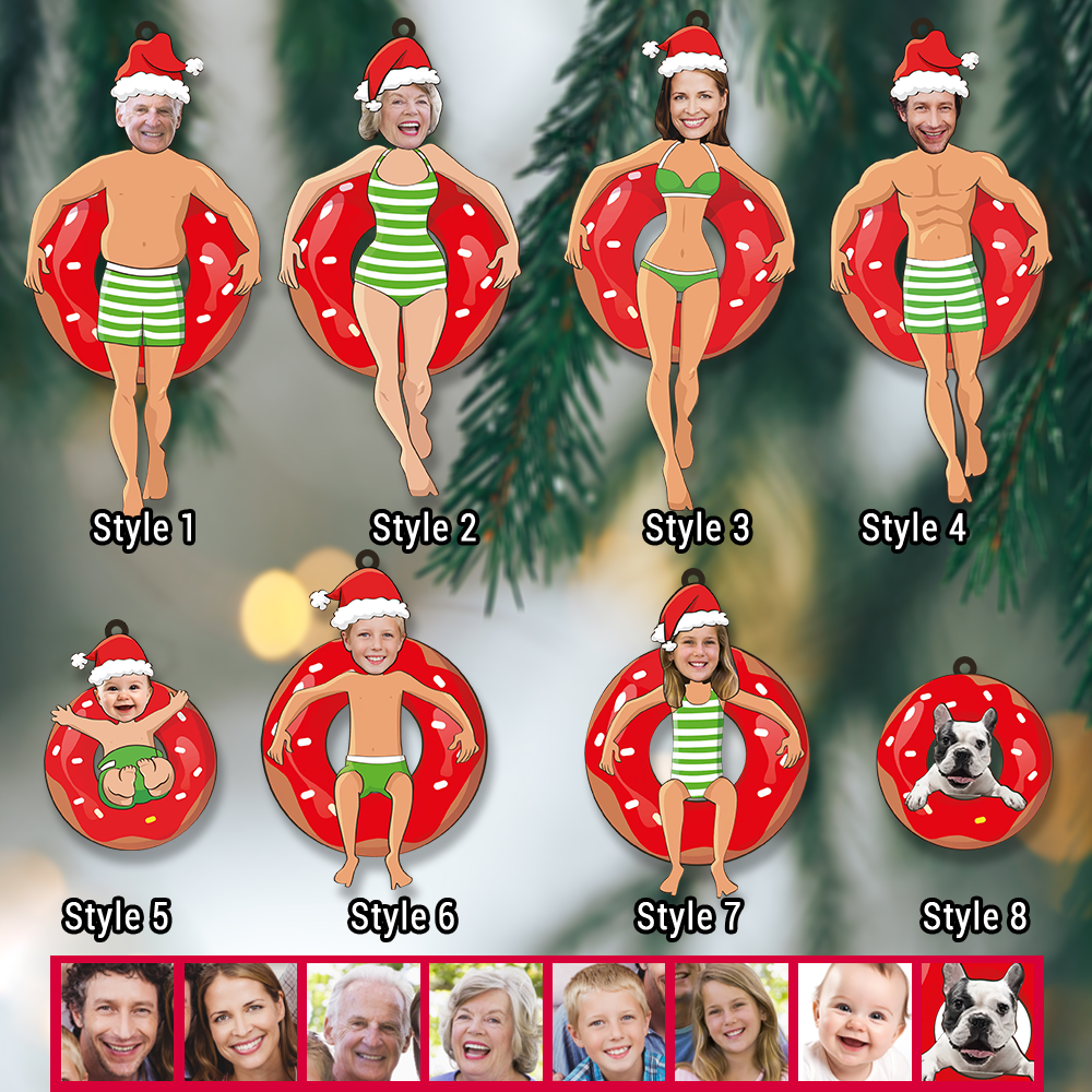 Custom Photo Ornament - Personalized Funny Photo Ornament - Gift For Friend And Family  | Swim