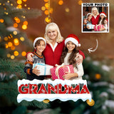 Custom Photo Ornament, Family Photo Ornament, Grandma With Kids ornament, Grandma Gift | Grandma Red