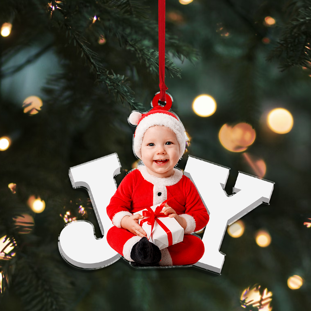 Custom photo Ornament - ersonalized Custom Photo Mica Ornament - Christmas Gift For Kid, Family Members| Joy