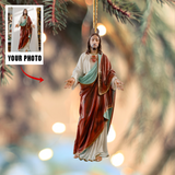 Personalized Christian Custom Photo Ornament Gifts, Perfect Christmas Gift for Christians, Family and Friends | Jesus 1