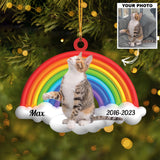 Custom Pet Photo Ornament, Dog Memorial, Pet Loss Gift, Rainbow Bridge Ornament | Pet Rainbow