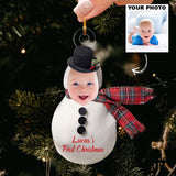 Custom Photo Ornament, Baby Ornament, Snowman Ornaments | Baby Snowman