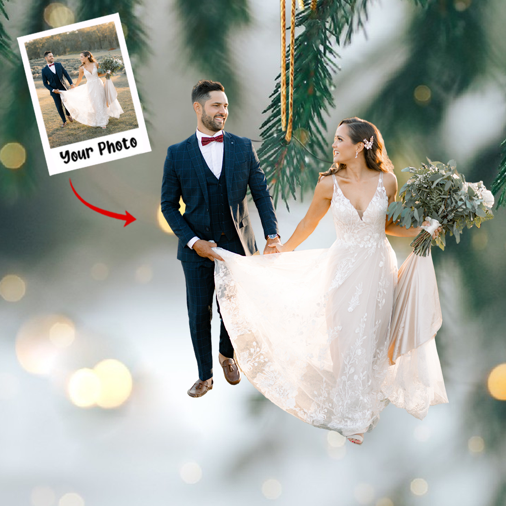 Custom Photo Ornament, Wedding, Christmas Gift For Couple, Christmas Gift For Wife Husband, Anniversary Gift | Married 3