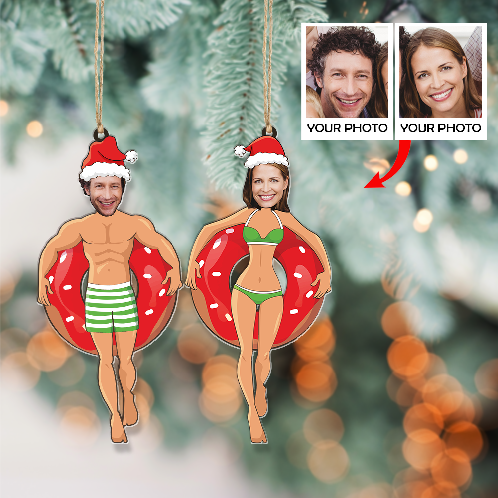 Custom Photo Ornament - Personalized Funny Photo Ornament - Gift For Friend And Family  | Swim