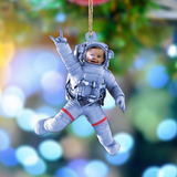 Custom Photo Ornament - Custom Kid's Face Ornament - Christmas Gift For Family, Family Members, Kids | Astronaut
