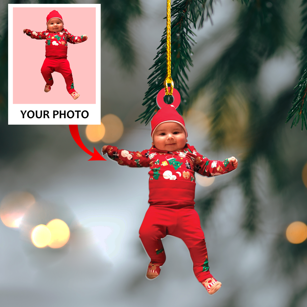 Personalized Photo Ornament - Christmas Gift For Family Member, Friends - Customized Your Photo Baby Ornament | NB Kids