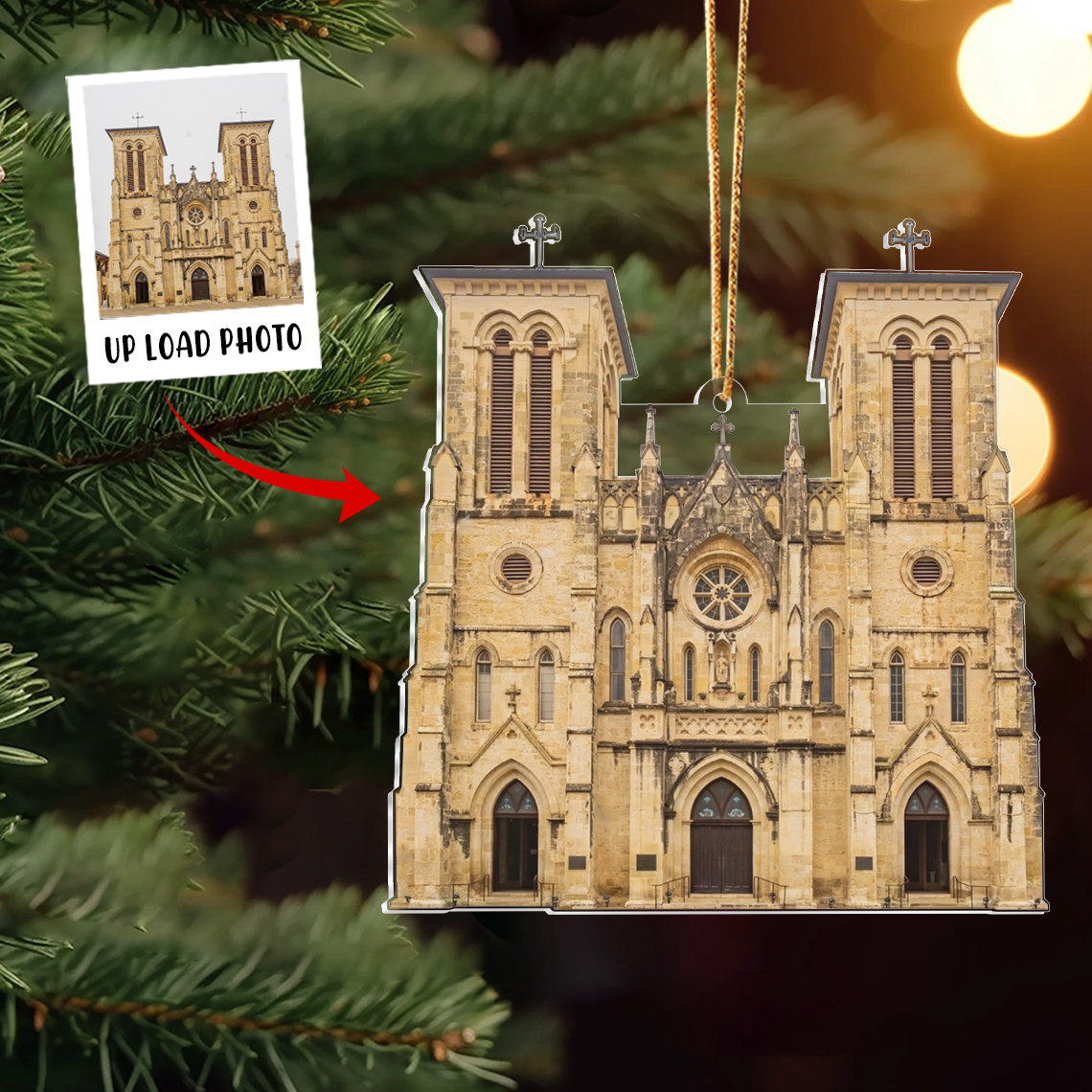 Custom Photo Ornament, Church Photo Ornament, Jesus, God Lover Gifts, Personalized Christmas Gifts for Pastor, Priest, Vicar  | Church 2