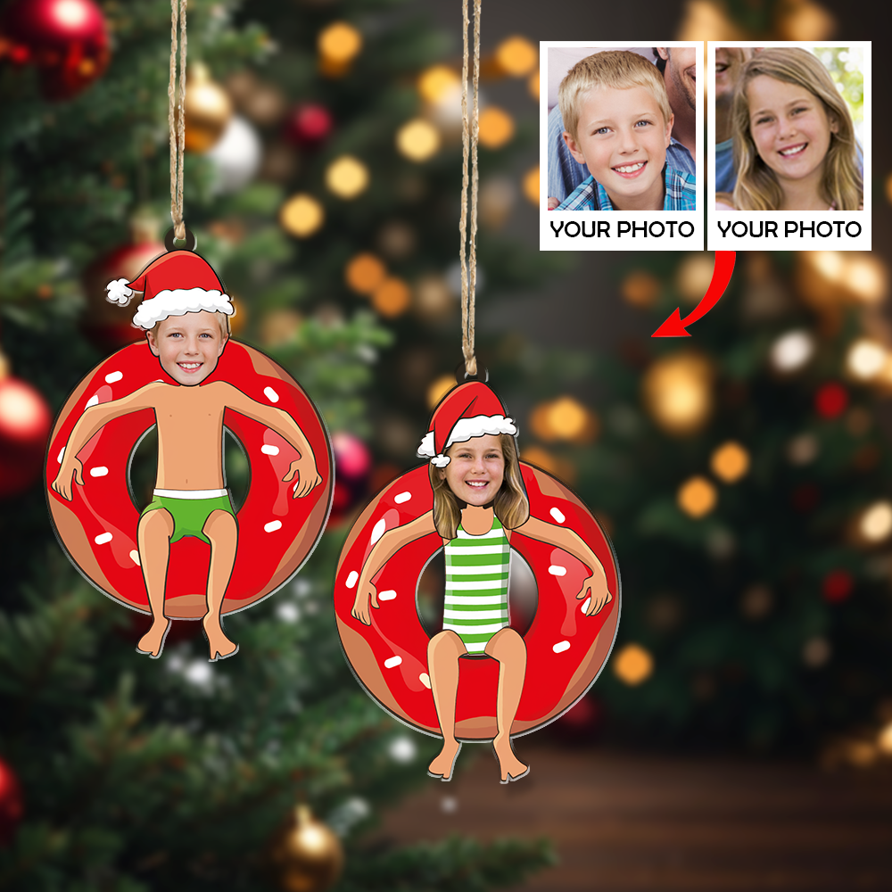 Custom Photo Ornament - Personalized Funny Photo Ornament - Gift For Friend And Family  | Swim