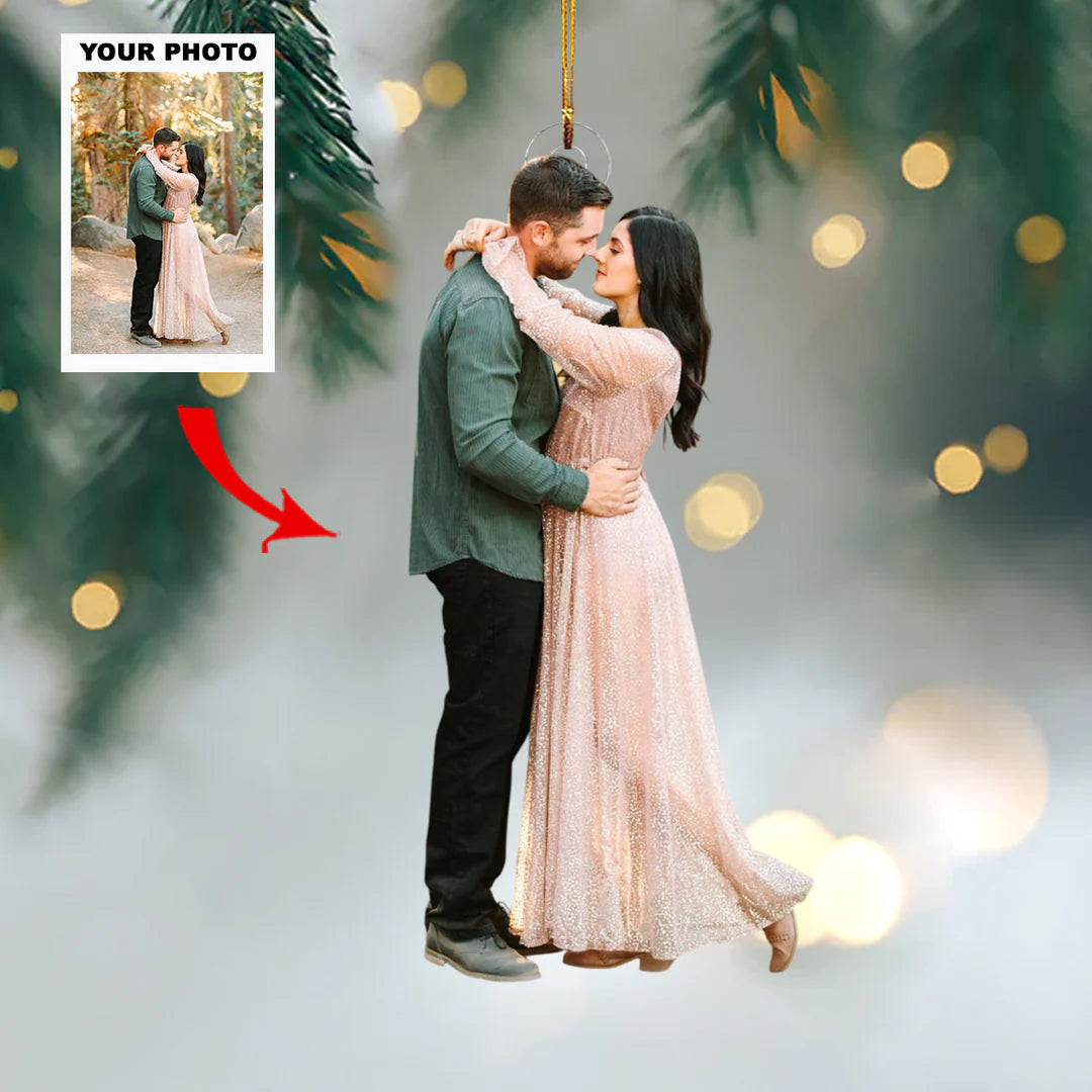Heart Tied - Personalized Photo Mica Ornament - Customized Your Photo Ornament - Christmas Gift For Couple
