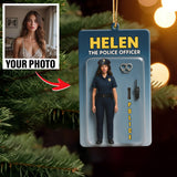 Turn Your Photo into an Action Figure - Custom Photo Ornament Toy Box Portrait | Police Officer