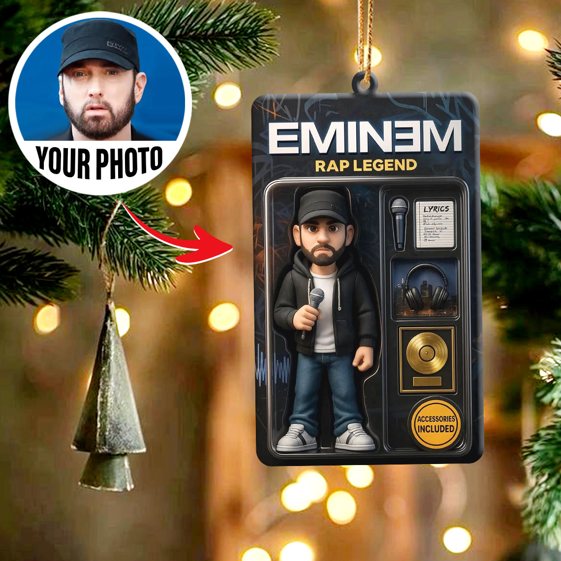 Turn Your Photo into an Action Figure - Custom Photo Ornament Toy Box Portrait | Rap Legend