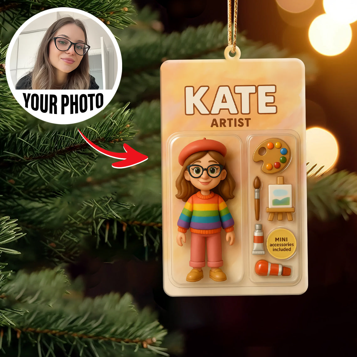 Turn Your Photo into an Action Figure - Custom Photo Ornament Toy Box Portrait | Artist