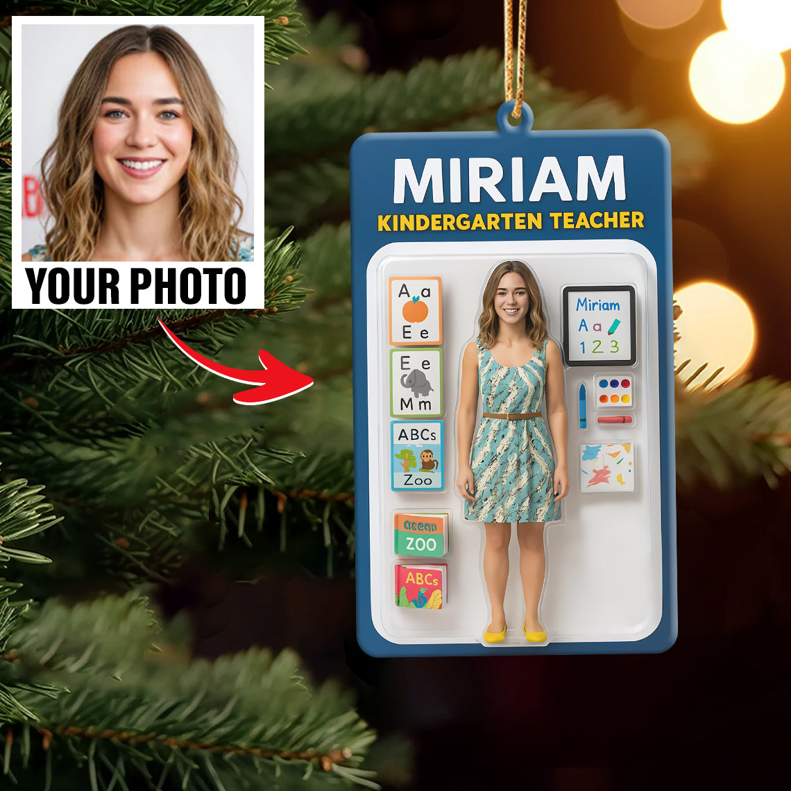 Turn Your Photo into an Action Figure - Custom Photo Ornament Toy Box Portrait | Teacher