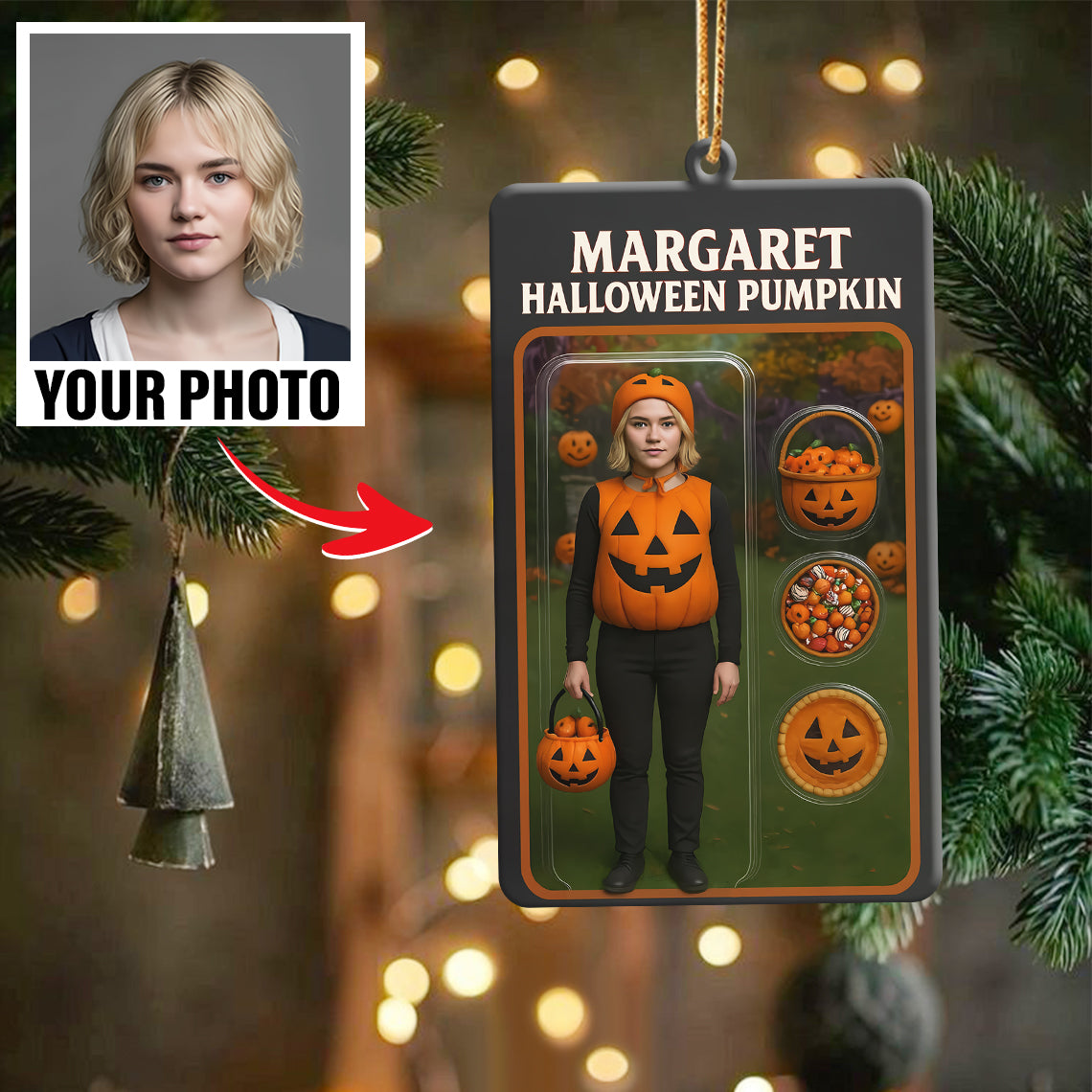 Turn Your Photo into an Action Figure - Custom Photo Ornament Toy Box Portrait | Halloween Pumpkin
