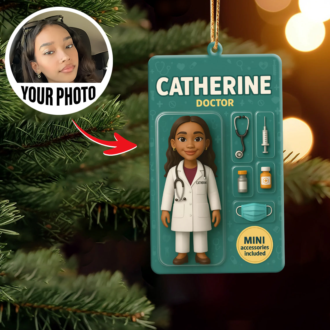 Turn Your Photo into an Action Figure - Custom Photo Ornament Toy Box Portrait | Doctor