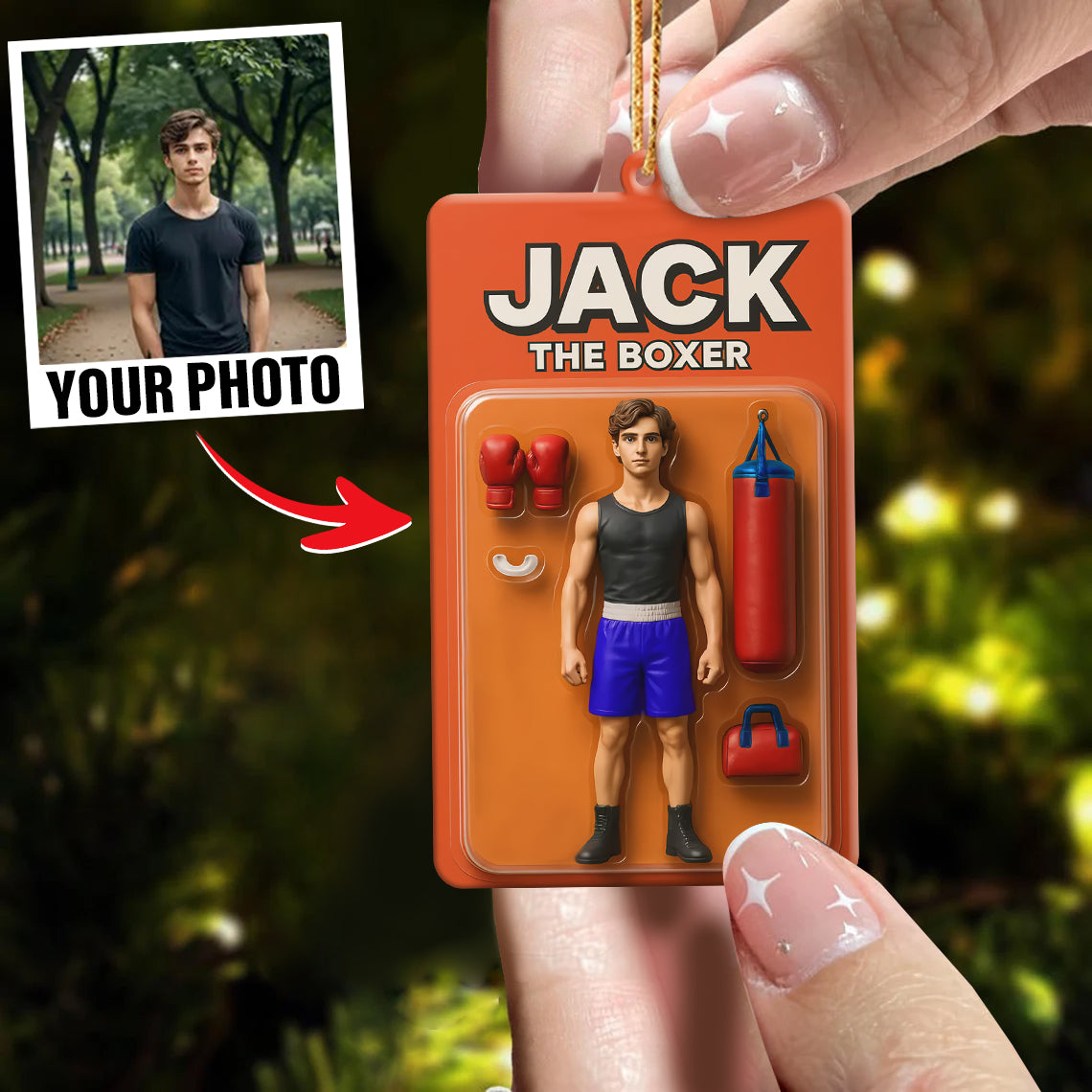 Turn Your Photo into an Action Figure - Custom Photo Ornament Toy Box Portrait | Boxer