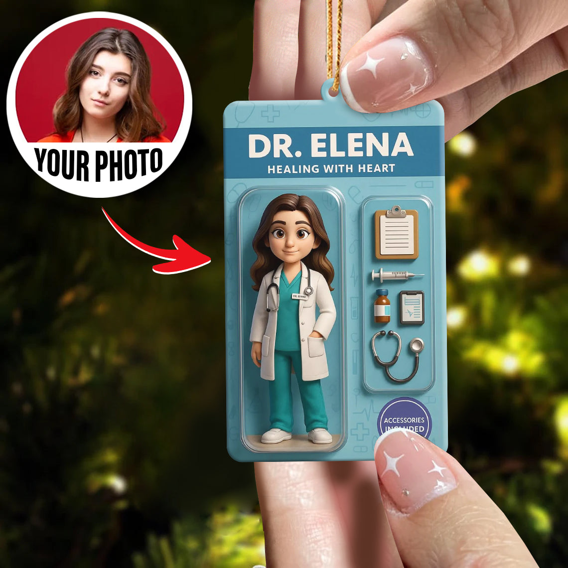 Turn Your Photo into an Action Figure - Custom Photo Ornament Toy Box Portrait | Doctor
