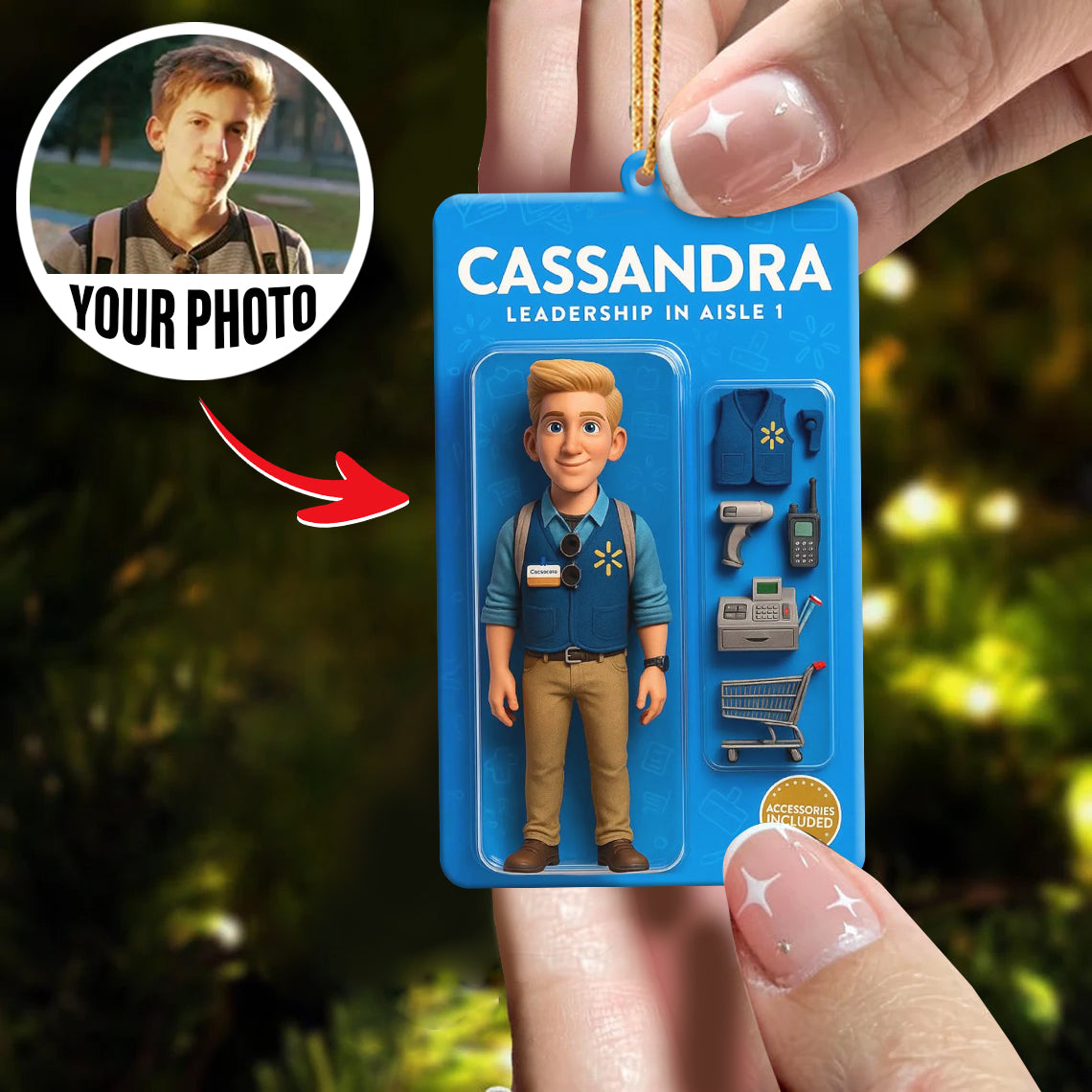 Turn Your Photo into an Action Figure - Custom Photo Ornament Toy Box Portrait | Retail Worker