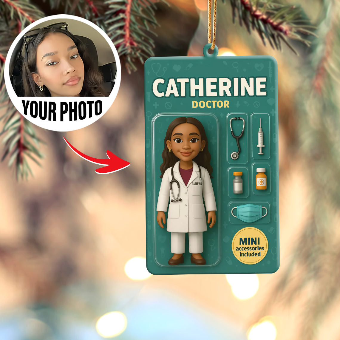 Turn Your Photo into an Action Figure - Custom Photo Ornament Toy Box Portrait | Doctor