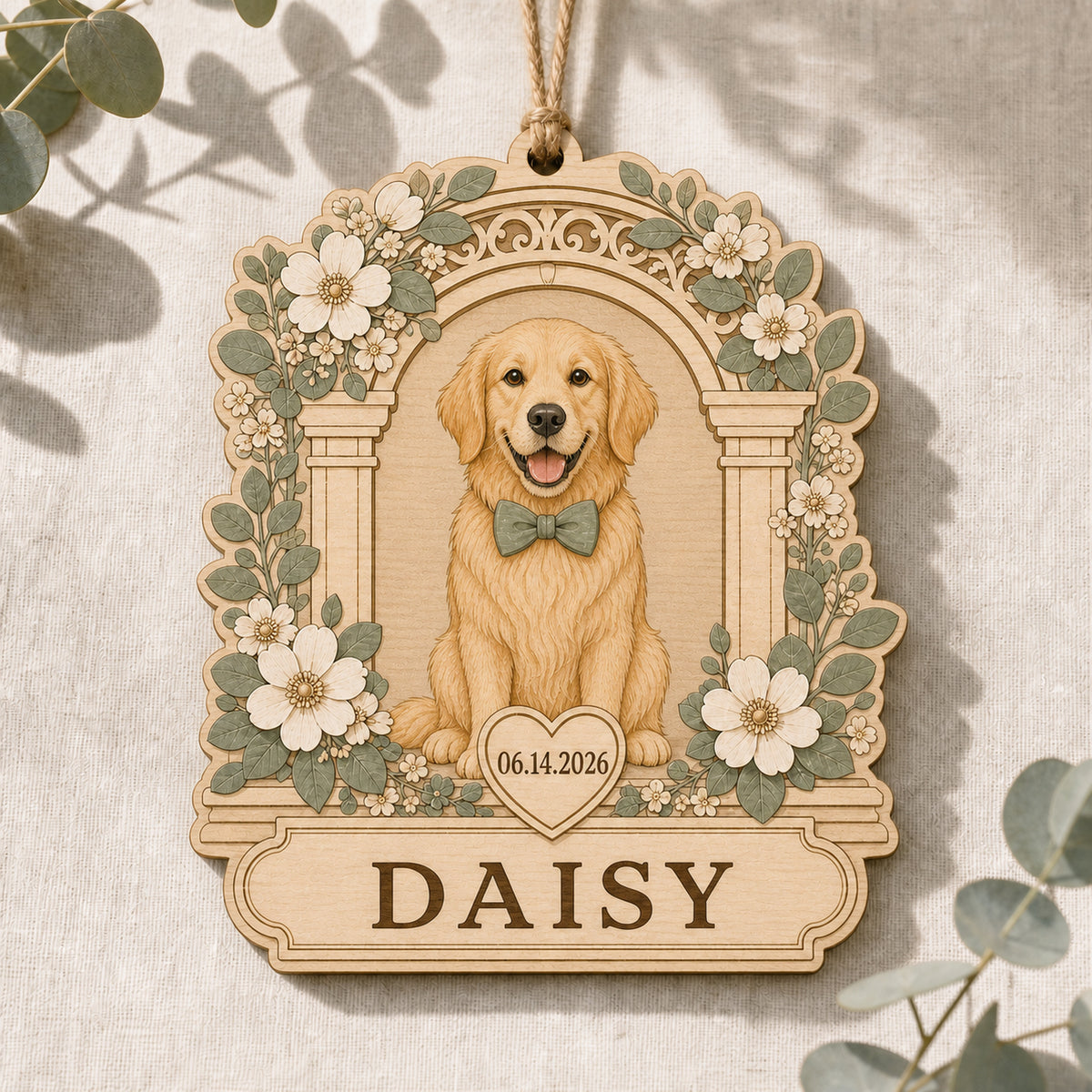 Personalized Wedding Pup Photo Wood Ornament - Custom Pet Keepsake - image 3