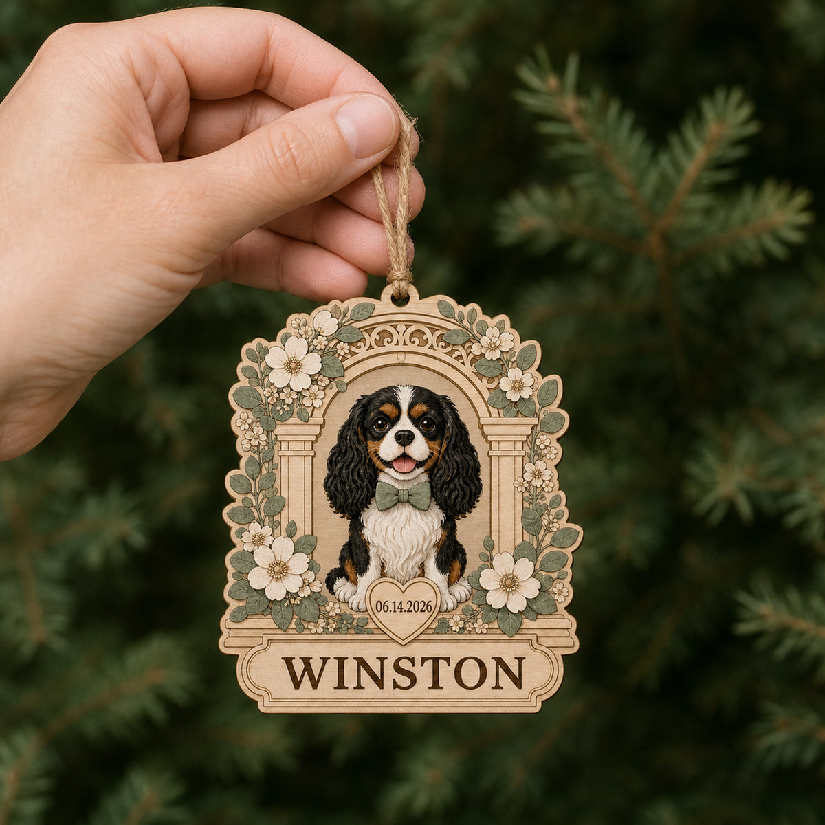 Personalized Wedding Pup Photo Wood Ornament - Custom Pet Keepsake - image 6