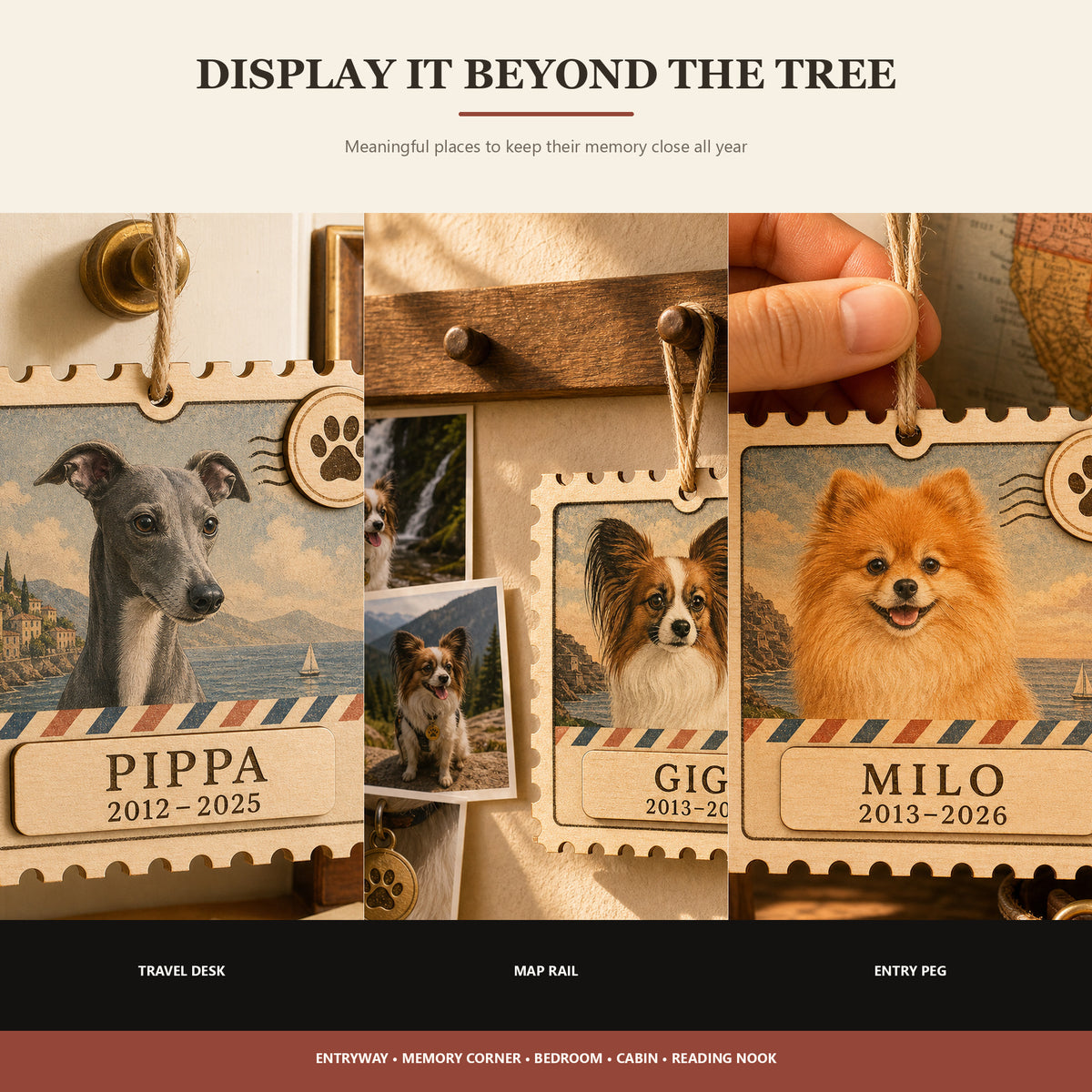 Personalized Forever Postcard Pet Memorial Photo Wood Ornament - Custom Pet Keepsake - image 2