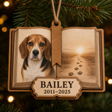 Personalized Storybook Chapter Pet Memorial Photo Wood Ornament - Custom Pet Keepsake - image 1
