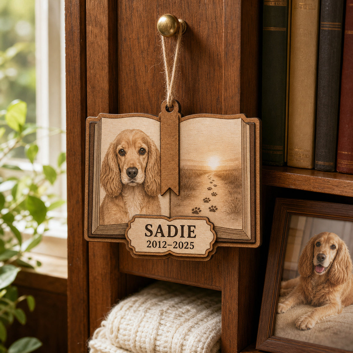 Personalized Storybook Chapter Pet Memorial Photo Wood Ornament - Custom Pet Keepsake - image 3