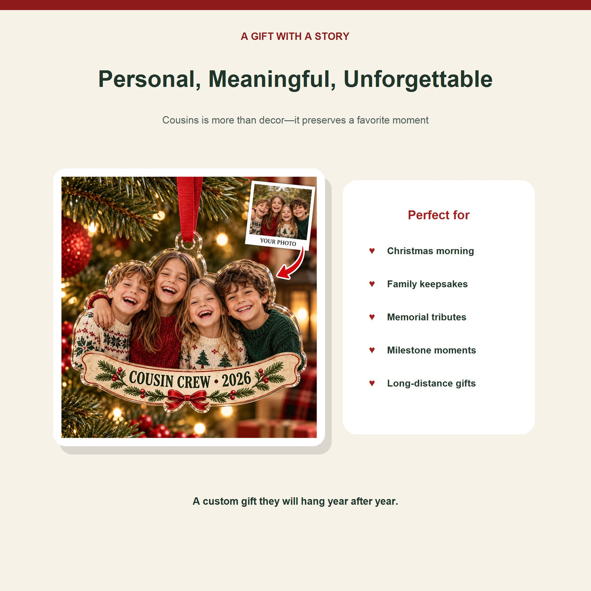 Personalized Cousins Acrylic Ornament - Custom Photo Keepsake - image 5