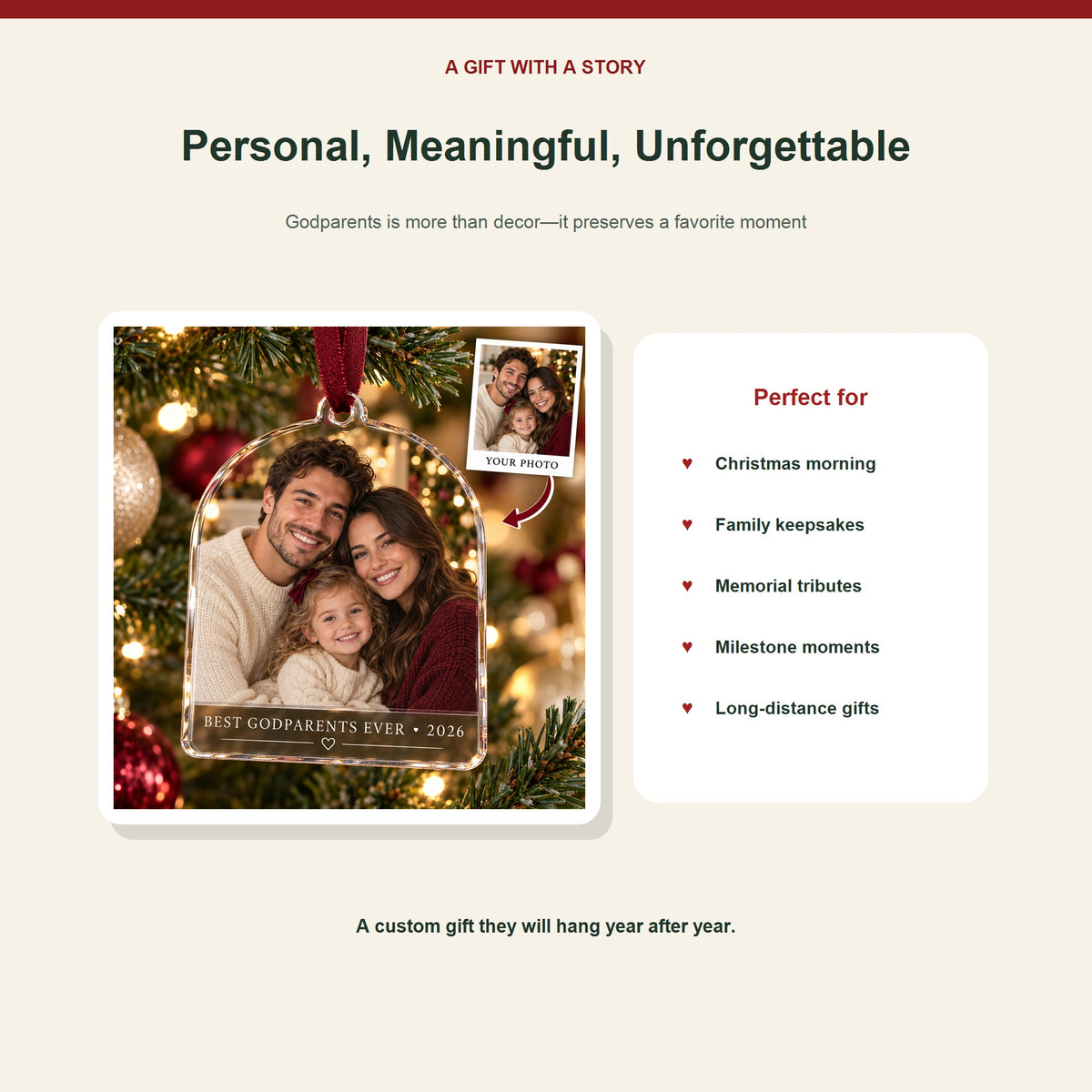 Personalized Godparents Acrylic Ornament - Custom Photo Keepsake - image 5