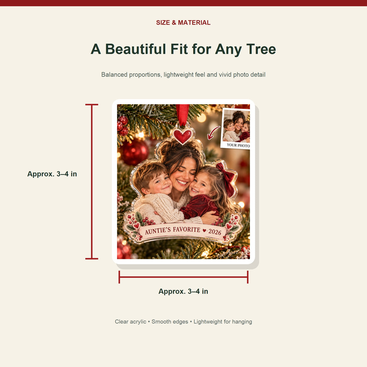 Personalized Auntie Acrylic Ornament - Custom Photo Keepsake - image 3