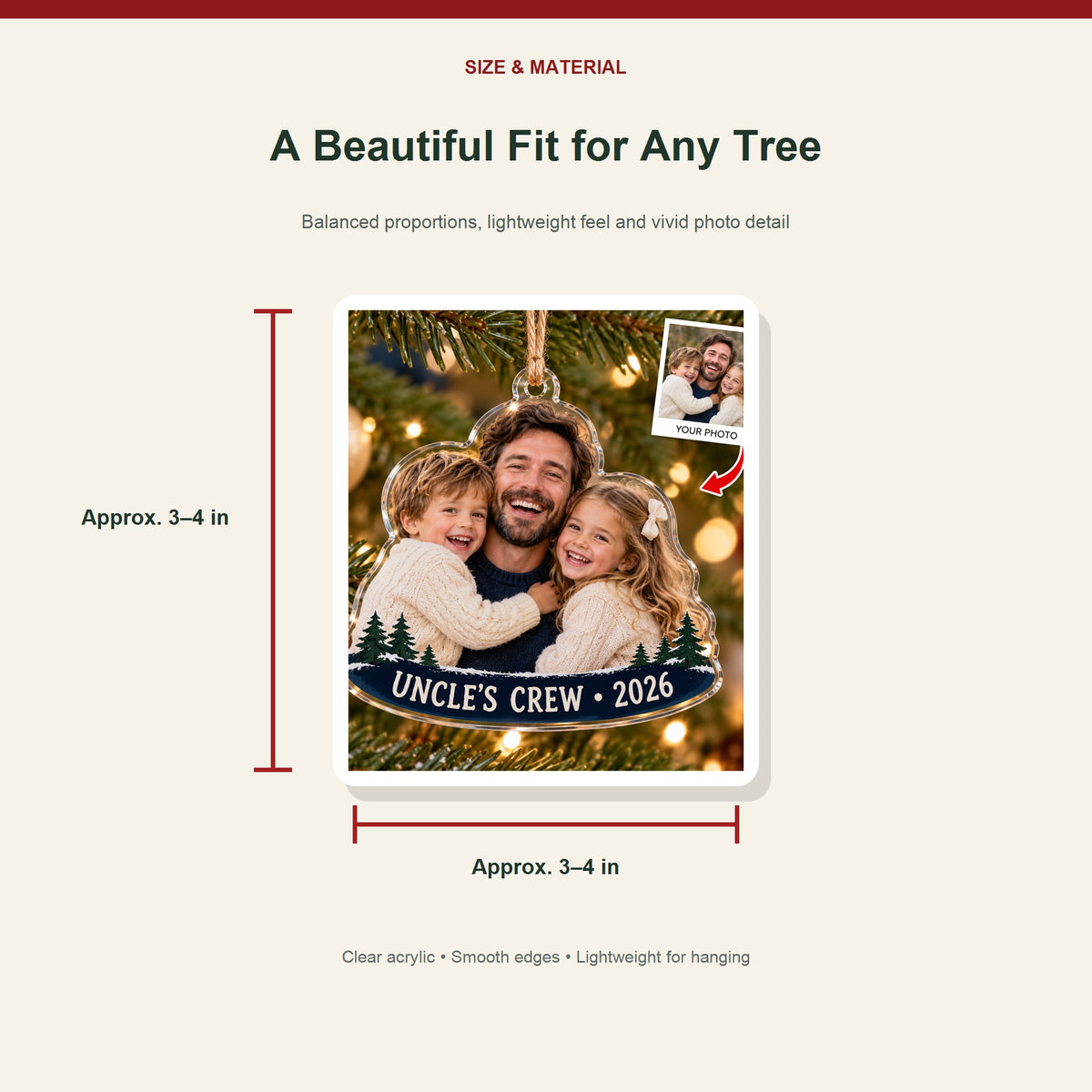 Personalized Uncle Acrylic Ornament - Custom Photo Keepsake - image 3