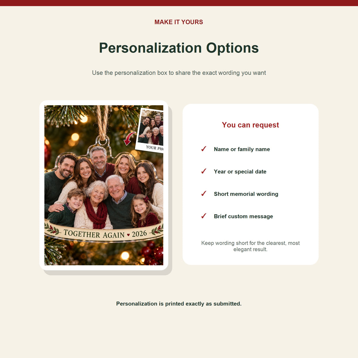 Personalized Family Reunion Acrylic Ornament - Custom Photo Keepsake - image 7