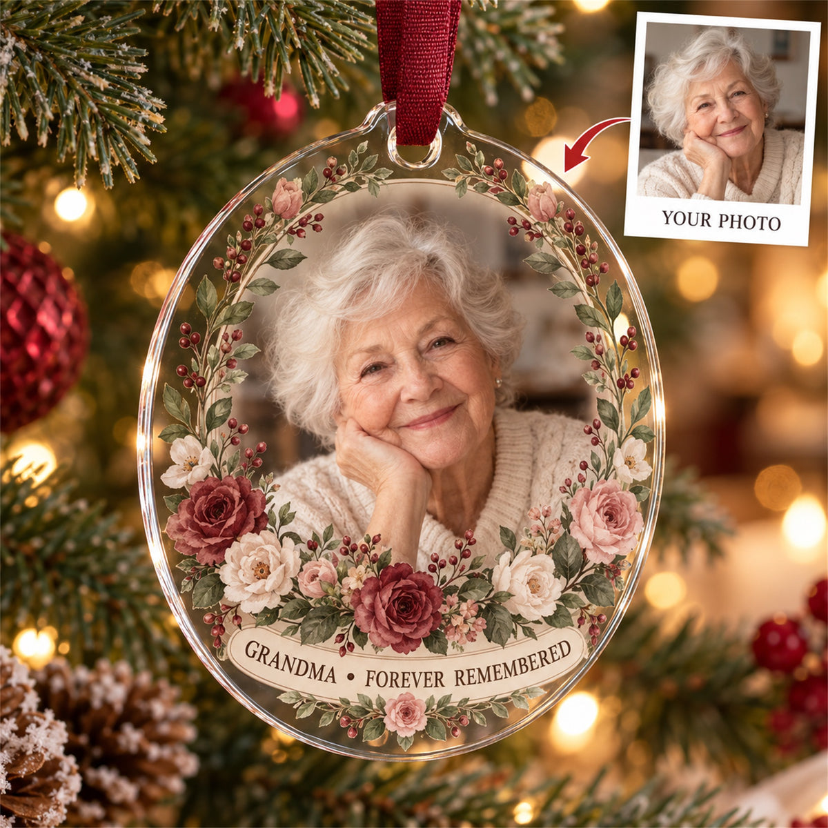 Personalized Grandparent Memorial Acrylic Ornament - Custom Photo Keepsake - image 1
