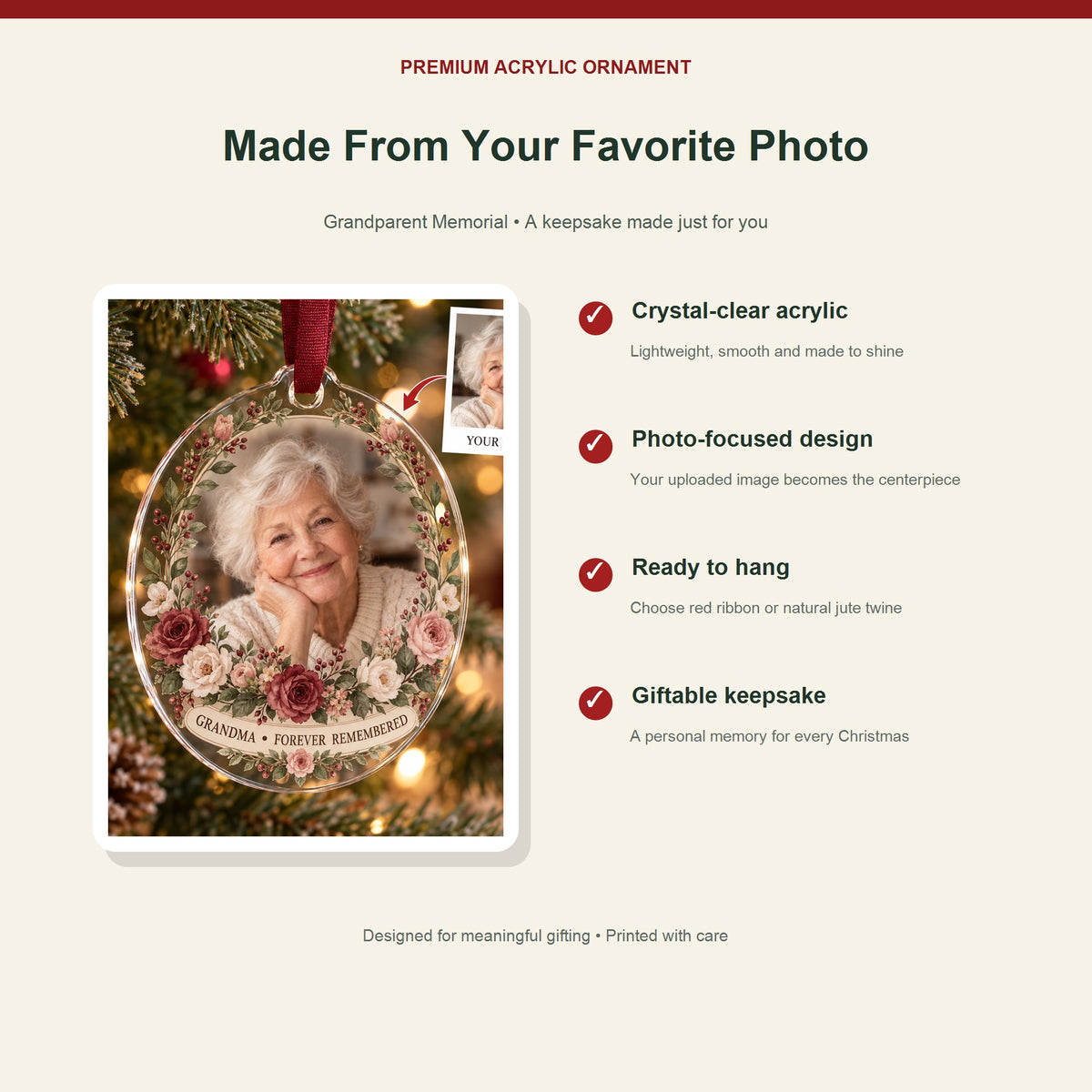 Personalized Grandparent Memorial Acrylic Ornament - Custom Photo Keepsake - image 2