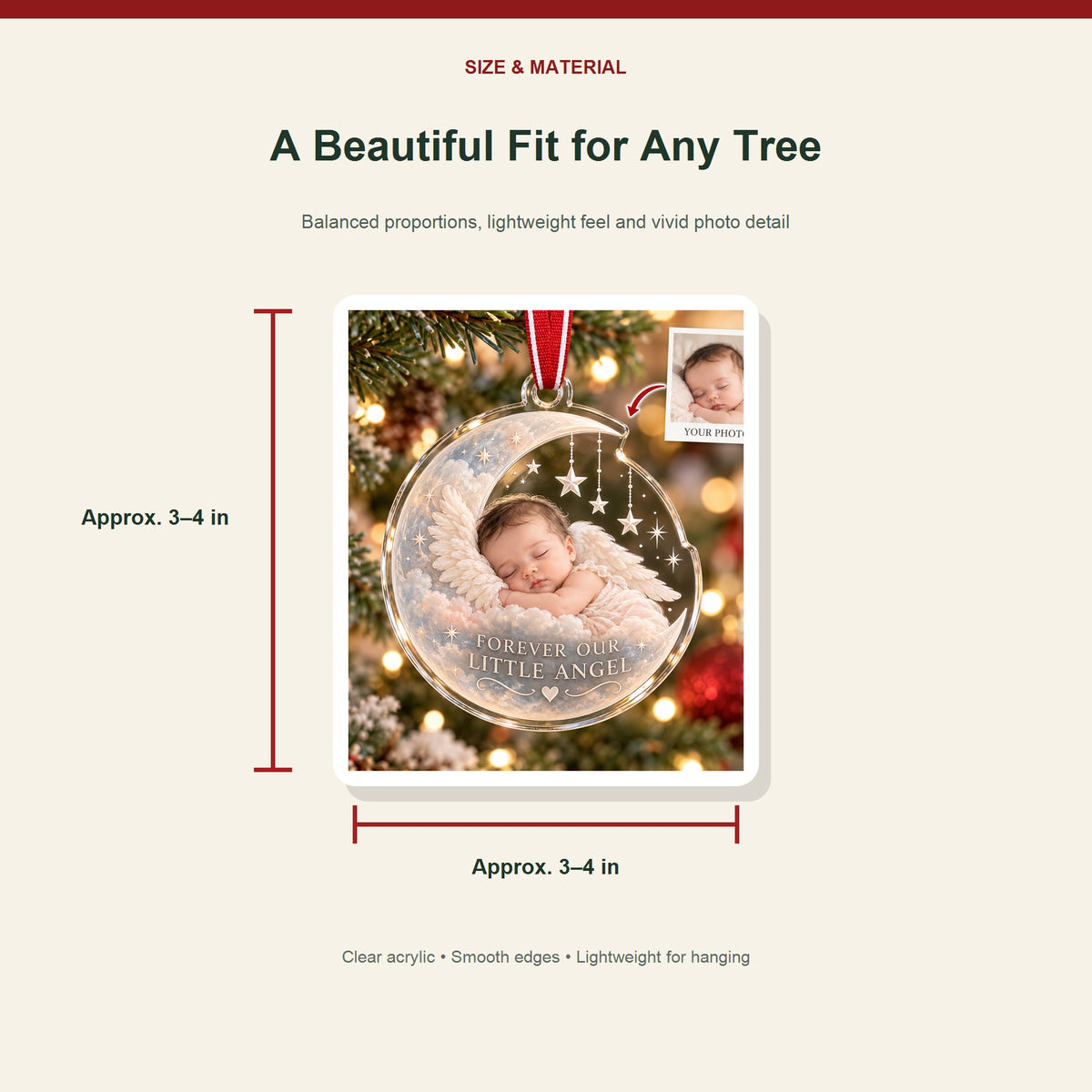 Personalized Angel Baby Memorial Acrylic Ornament - Custom Photo Keepsake - image 3