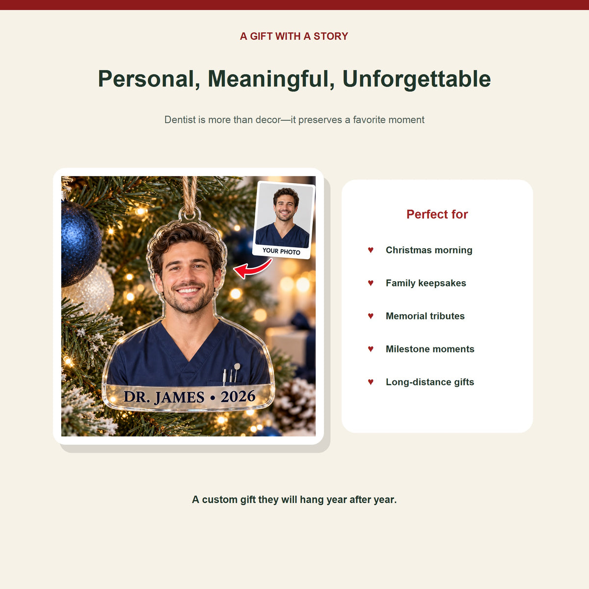 Personalized Dentist Photo Acrylic Ornament - Custom Christmas Keepsake - image 5