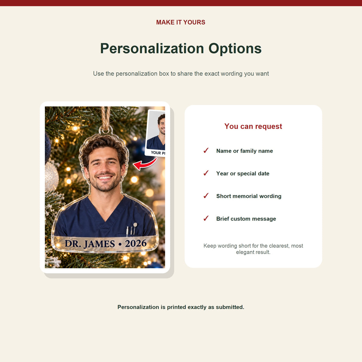 Personalized Dentist Photo Acrylic Ornament - Custom Christmas Keepsake - image 7