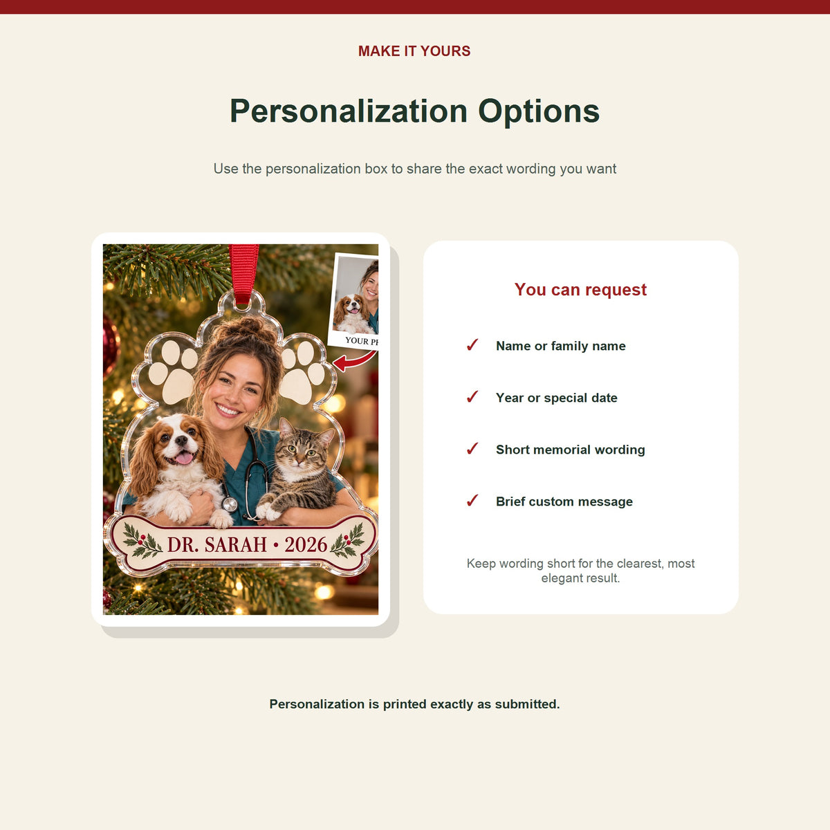Personalized Veterinarian Photo Acrylic Ornament - Custom Christmas Keepsake - image 7