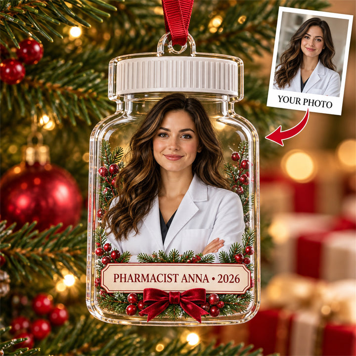Personalized Pharmacist Photo Acrylic Ornament - Custom Christmas Keepsake - image 1
