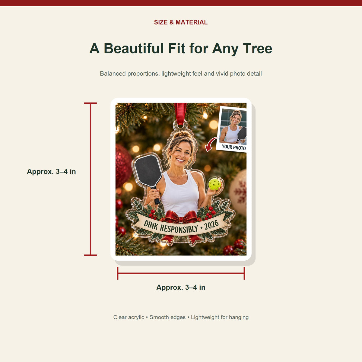 Personalized Pickleball Acrylic Ornament - Custom Photo Keepsake - image 3