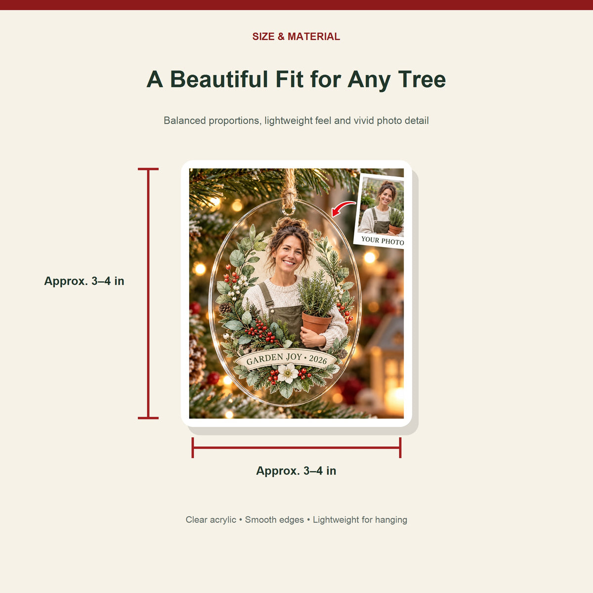 Personalized Gardener Acrylic Ornament - Custom Photo Keepsake - image 3