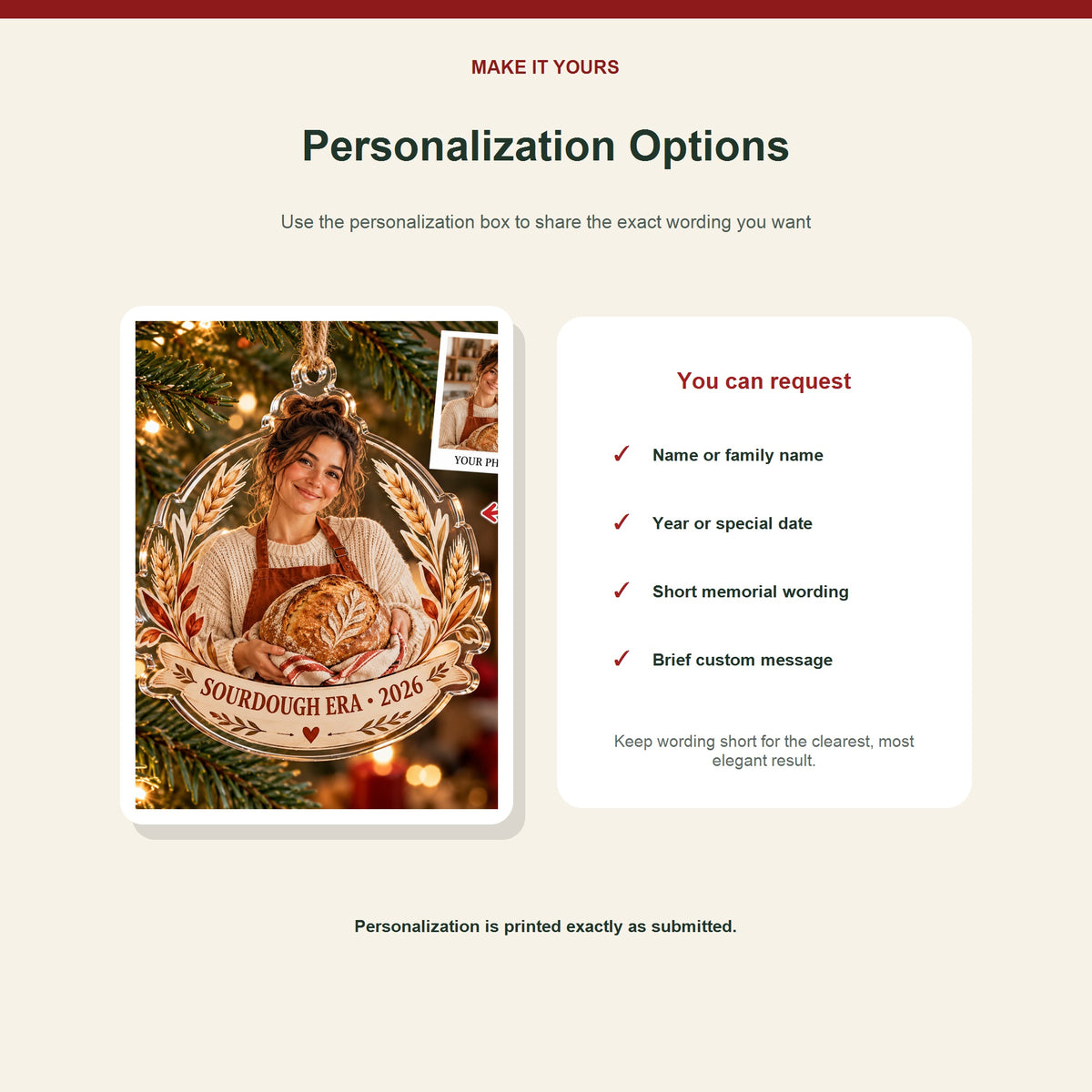 Personalized Sourdough Baker Acrylic Ornament - Custom Photo Keepsake - image 7