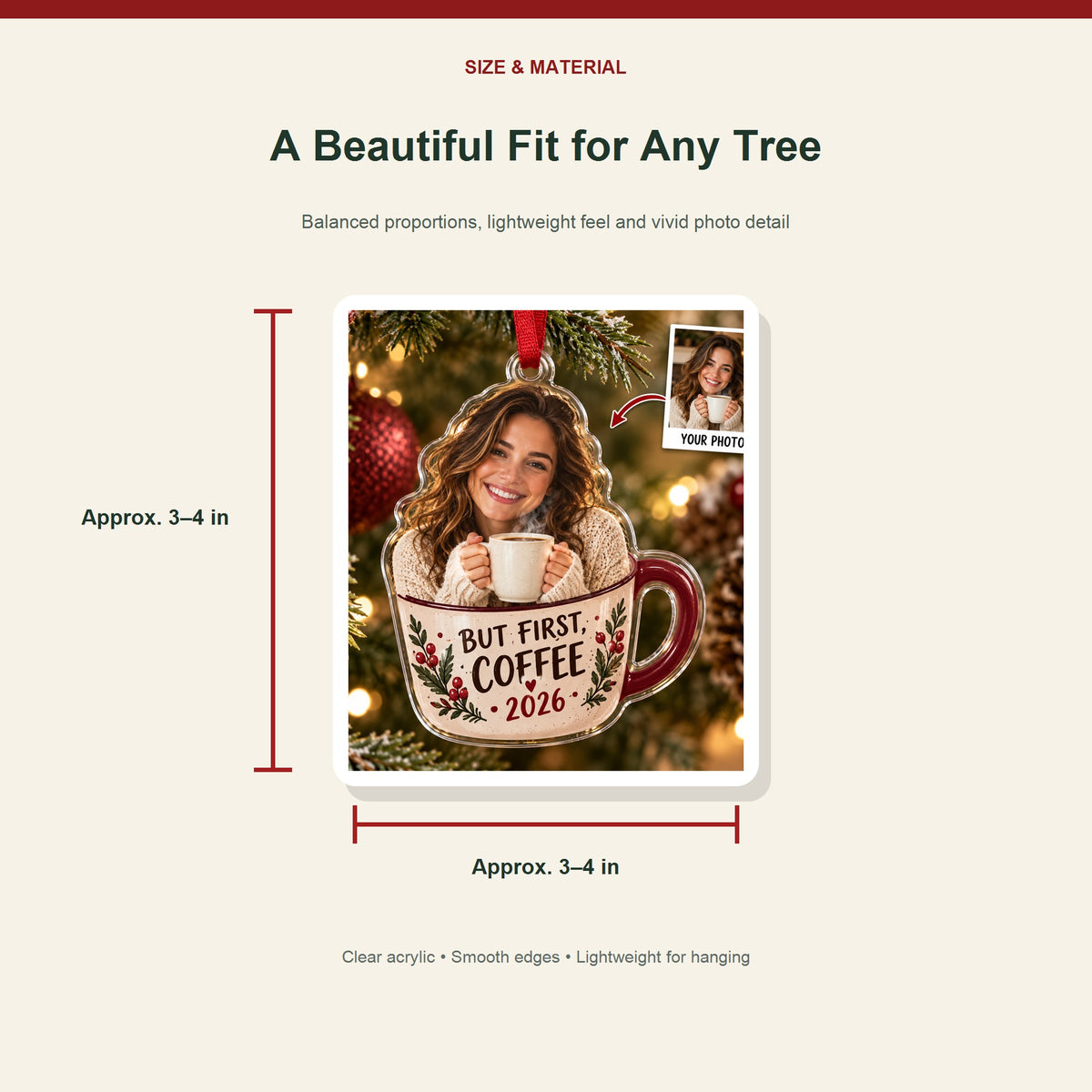 Personalized Coffee Lover Acrylic Ornament - Custom Photo Keepsake - image 3