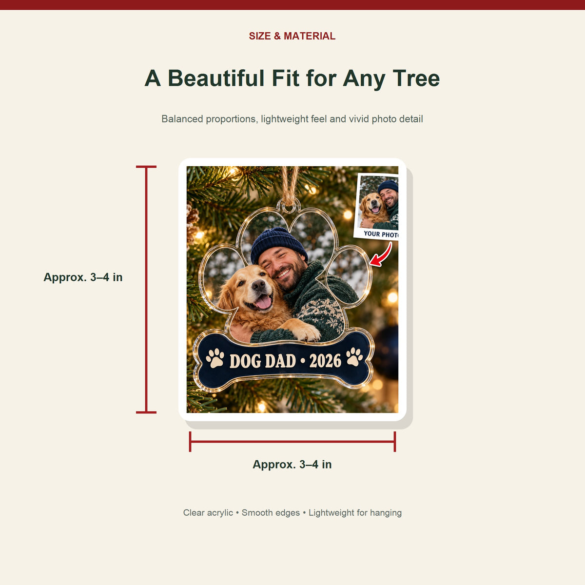 Personalized Dog Dad Acrylic Ornament - Custom Photo Keepsake - image 3