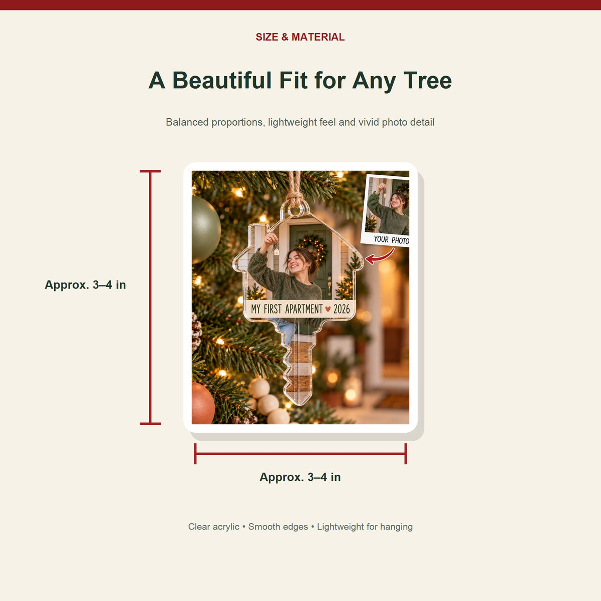 Personalized First Apartment Acrylic Ornament - Custom Photo Keepsake - image 3