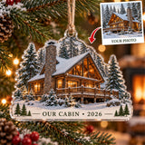 Personalized Cabin Photo Acrylic Ornament - Custom Photo Keepsake - image 1